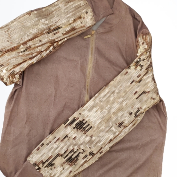 NWOT Sequin jacket and pants set-Tan - Picture 3 of 7